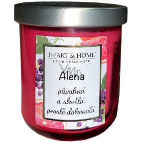 Heart & Home Świeża grejpfrut i czarna porzeczka sojowa świeca z imieniem Alena 110 g