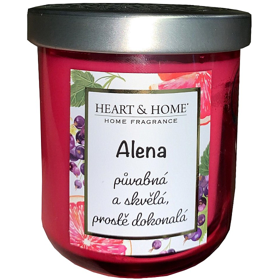 Heart & Home Świeża grejpfrut i czarna porzeczka sojowa świeca z imieniem Alena 110 g