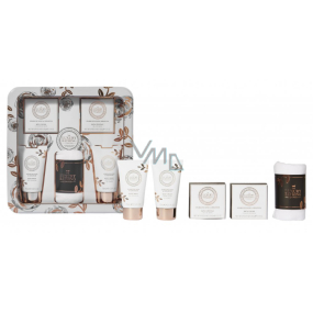 Grace Cole Róża & Geranium żel pod prysznic 75 ml + balsam do ciała 75 ml + kule do kąpieli 80 g + sól do kąpieli 100 g + flanelowa chustka + puszka, zestaw kosmetyczny dla kobiet