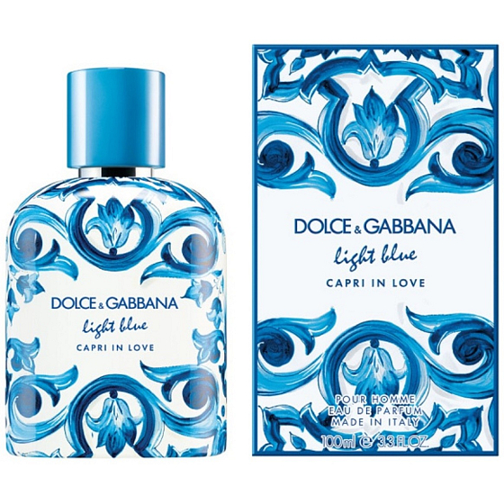 Flakon parfémované vody Dolce & Gabbana Light Blue Capri in Love Homme pro muže, 100 ml, elegantní a svěží design.