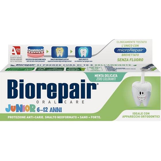 Biorepair Junior Zubní pasta s mentolovou příchutí pro děti 6-12 let 75 ml