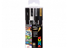 Posca Uniwersalny zestaw markerów akrylowych 1,8 - 2,5 mm czarny, biały, złoty, srebrny 4 sztuki PC-5M