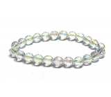 Bransoletka Aqua aura i ametystowa fasetowana półpokryta powierzchnia, bransoletka elastyczna naturalny kamień, kuleczka 8 mm / 16 - 17 cm, kamień kamień