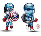 Zawieszka Sterlingowa Srebra 925 Marvel The Avengers Captain America, koralik do bransoletki, film
