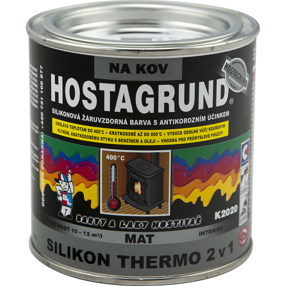 Hostagrund K2020 Silikon Thermo 2v1 farba do metalu do 400 °C, czarna, 350 g