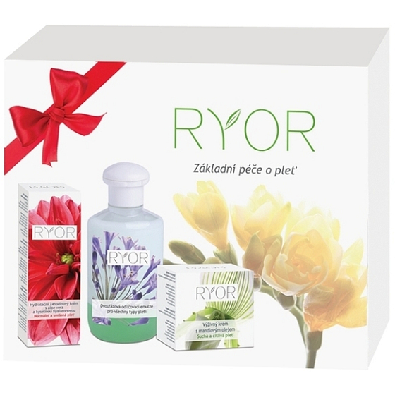 Ryor Mandlový olej výživný krém 50 ml + 24hodinový hydratační krém 50 ml + dvoufázová odličovací emulze 150 ml, kosmetická sada