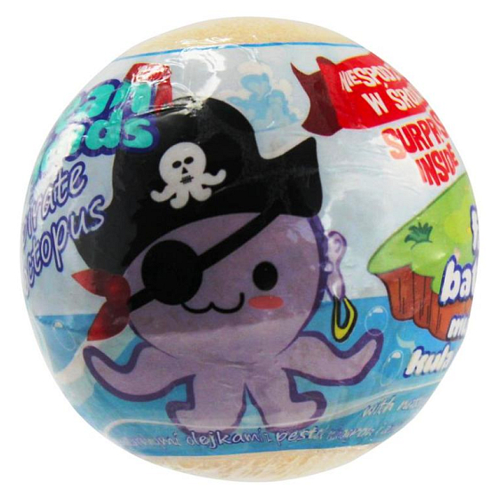 Ocean Friends Fizzing Bath Bomb Piráti šumivá koule do koupele s figurkou 140 g