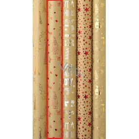 Zoewie Dárkový balicí papír 70 x 150 cm Vánoční Luxusní Luxury s ražbou červené stromky, dárky, srdíčka