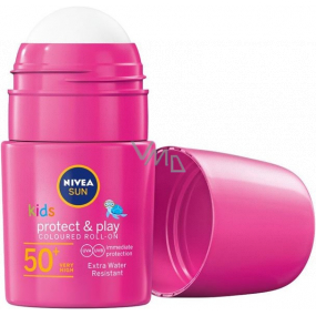 Nivea Sun Kids OF 50+ růžové barevné mléko na opalování v kuličce pro děti 50 ml