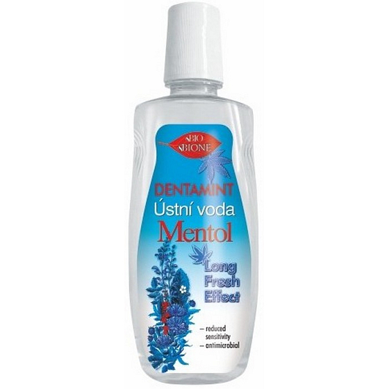 Bione Cosmetics Dentamint Menthol Long Fresh Effect woda ustna niebieska 500 ml