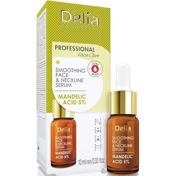 Delia Cosmetics 5% wygładzające serum z kwasem migdałowym na twarz, szyję i dekolt 10 ml