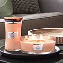 WoodWick Yuzu Blooms - Květy Yuzu vonná svíčka s dřevěným širokým knotem a víčkem sklo loď 453 g