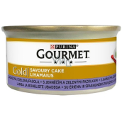 Gourmet Gold Savoury Cake hrubá paštika jagnięcina i fasolka szparagowa puszka dla dorosłych kotów 85 g