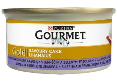 Gourmet Gold Savoury Cake hrubá paštika jagnięcina i fasolka szparagowa puszka dla dorosłych kotów 85 g