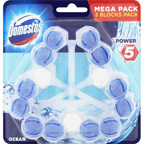 Domestos WC blok Power 5 Ocean, 3× 55 g