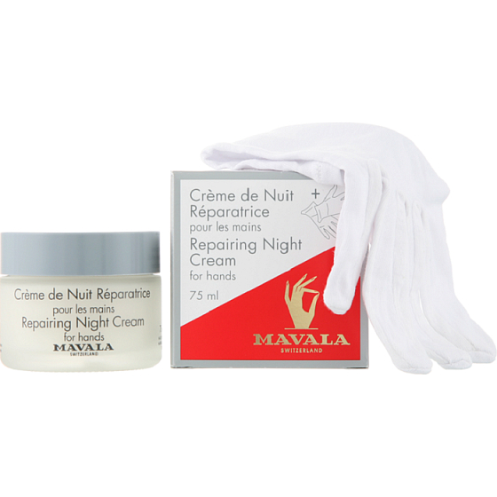 Mavala Repairing Night regenerační noční krém na ruce 75 ml + bavlněné rukavice 1 pár