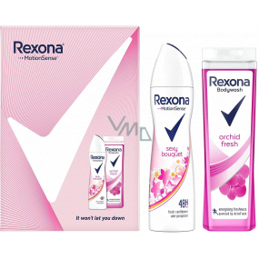 Rexona Orchid Fresh sprchový gel 250 ml + Sexy Bouquet antiperspirant deodorant sprej 150 ml, kosmetická sada