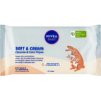 Nivea Baby Soft & Cream chusteciki czyszczące i pielęgnujące, 57 sztuk