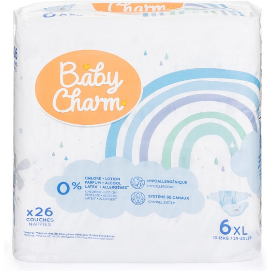 Baby Charm jednorázowe pieluchy Super Dry Flex XL 13-18 kg, 26 sztuk