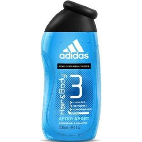 Adidas 3 After Sport sprchový gel na tělo a vlasy pro muže 250 ml