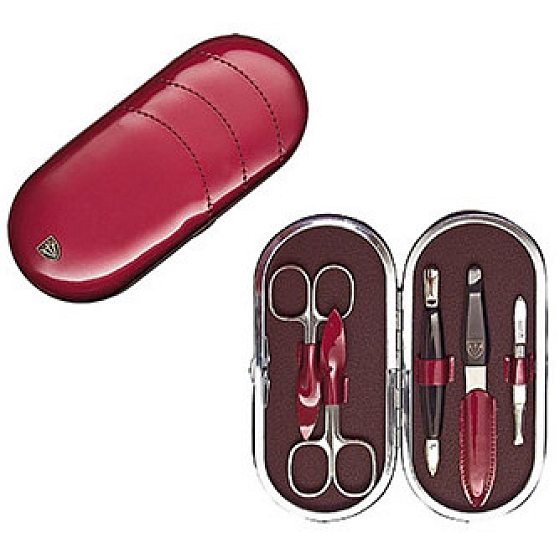 Kellermann 3 Swords Luksusowy zestaw do manicure 5 części Burgundy Fashion Materials w aktualnym modnym materiale 5831 F N