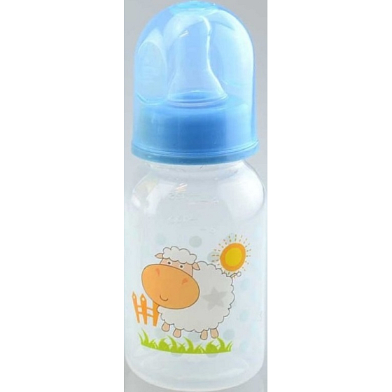 First Steps Feeding Bottle 0+ kojenecká láhev se silikonovou savičkou Kravička 150 ml