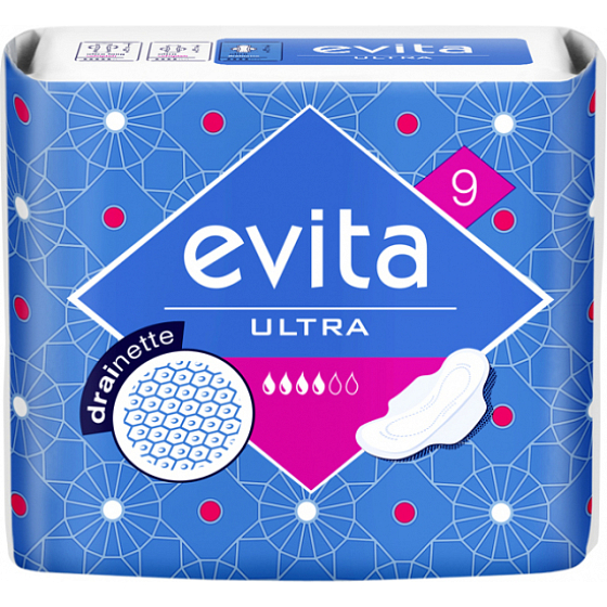 Evita Ultra Drainette wkładki higieniczne z skrzydełkami 9 sztuk