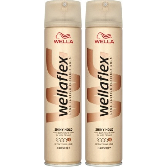 Wella Wellaflex Shiny Hold ultra silné zpevnění lak na vlasy 2 x 250 ml, duopack