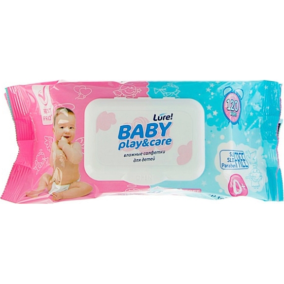 Lure Baby Play & Care Wet Wipes vlhčené ubrousky pro děti 120 kusů