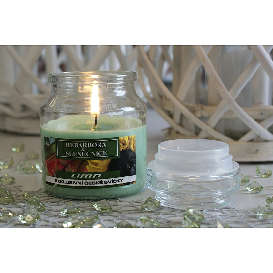 Lima Aroma Dreams Rebarbora a slunečnice aromatická svíčka sklenička s víčkem 120 g