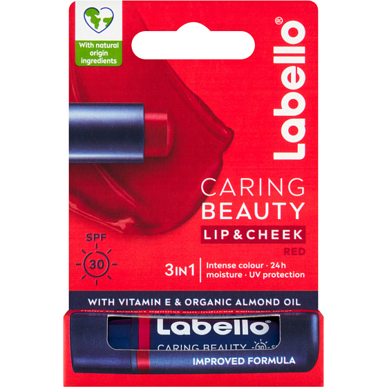 Labello balzám na rty a tváře Caring Beauty Lip & Cheek Red OF 30