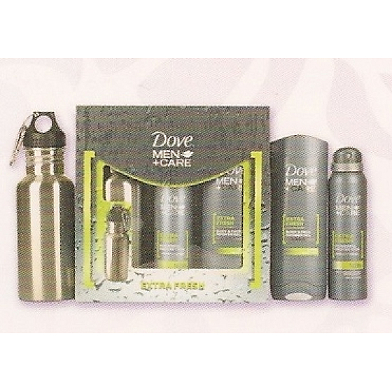 Dove Men + Care Extra Fresh sprchový gel 250 ml + antiperspirant sprej + láhev, kosmetická sada
