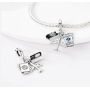Zawieszka ze srebra próby 925 Paszport, samolot, aparat 3w1, charms do bransoletki podróżnej