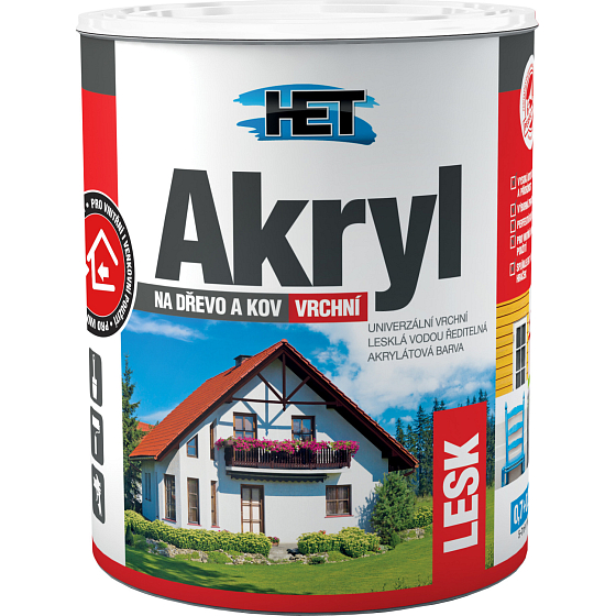 Het Akryl Lesk uniwersalna farba do drewna i metalu, 1000 biała, 700 g