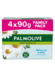 Palmolive Naturals Zrównoważone i Łagodne mydło toaletowe w kostce 3 + 1 szt. 90 g
