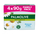 Palmolive Naturals Zrównoważone i Łagodne mydło toaletowe w kostce 3 + 1 szt. 90 g