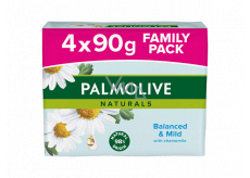 Palmolive Naturals Zrównoważone i Łagodne mydło toaletowe w kostce 3 + 1 szt. 90 g