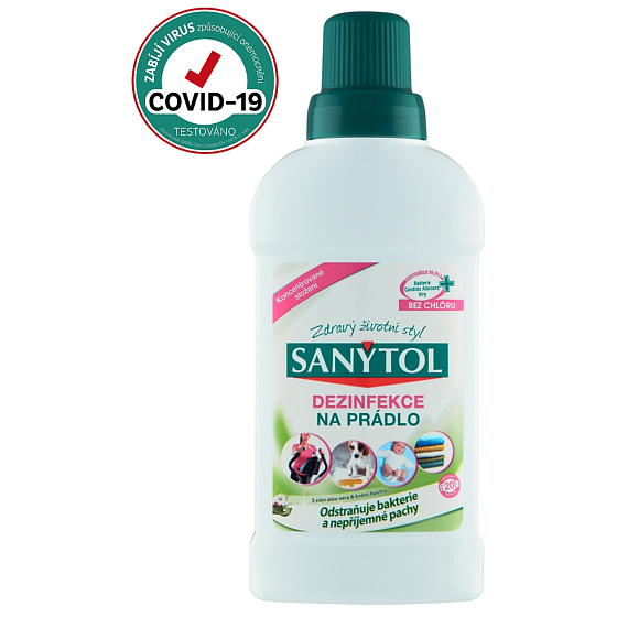 Sanytol Aloe Vera i kwiaty bawełny dezynfekcja na białe i kolorowe pranie i pralki 500 ml