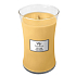 WoodWick Oat Flower - Ovesný květ vonná svíčka s dřevěným knotem a víčkem sklo velká 609 g