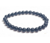 Onyx czarny matowy bransoletka elastyczna naturalny kamień, kuleczka 6 mm / 16 - 17 cm, kamień żywotny szary