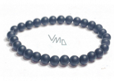 Onyx czarny matowy bransoletka elastyczna naturalny kamień, kuleczka 6 mm / 16 - 17 cm, kamień żywotny szary