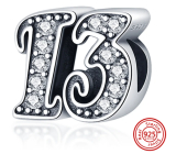 Charm Srebrna 925 13 rocznica, koralik na bransoletkę