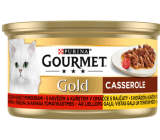 Gourmet Gold Casserole paštika s hovězí, kuřecí a rajčaty konzerva pro dospělé kočky 85 g