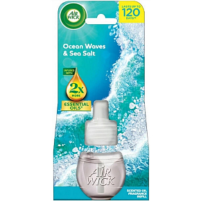 Air Wick Essential Oils Ocean Waves & Sea Salt - Ocean i sól morska, elektroniczny odświeżacz zapachowy uzupełnienie 19 ml