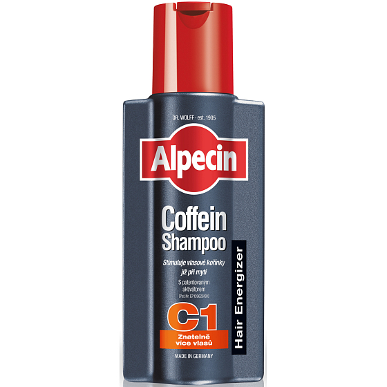 Alpecin Energizer Coffein C1, Kofeinový šampon stimuluje růst vlasů, zpomaluje dědičné vypadávání vlasů 75 ml