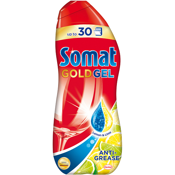 Somat Gold Gel Anti-Grease Lemon & Lime gel s aktivním odmašťovačem na mytí nádobí v myčce 990 ml