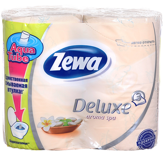 Zewa Deluxe Aqua Tube Jasmine Blossom toaletní papír Žlutý 3 vrstvý 150 útržků 4 kusy