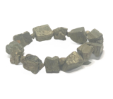 Piryt żelazny naszyjnik elastyczny naturalny kamień wykonany z zaokrąglonych kamieni 10 - 14 mm / 16 - 17 cm, mistrz pewności siebie i obfitości