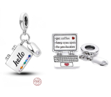 Charm Srebrne 925 Laptop + mysz, cyrkonie, 2w1 otwieracz zawieszka na bransoletkę