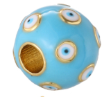 Niebieskie oko emaliowane koralik, zawieszka na bransoletkę 10 mm 1 sztuka